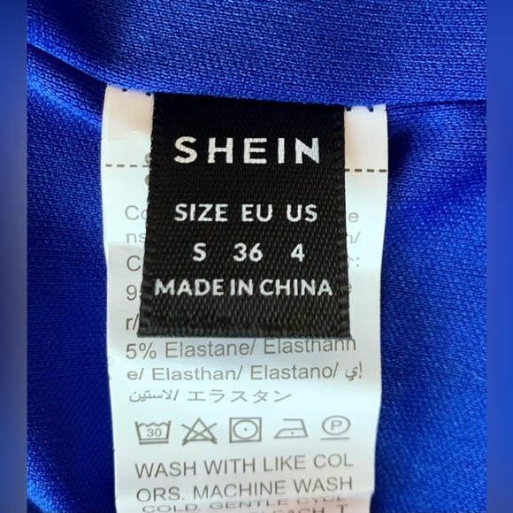 SOLD - Blue Bodycon Asymmetrical Dress - Picture 7 of 7